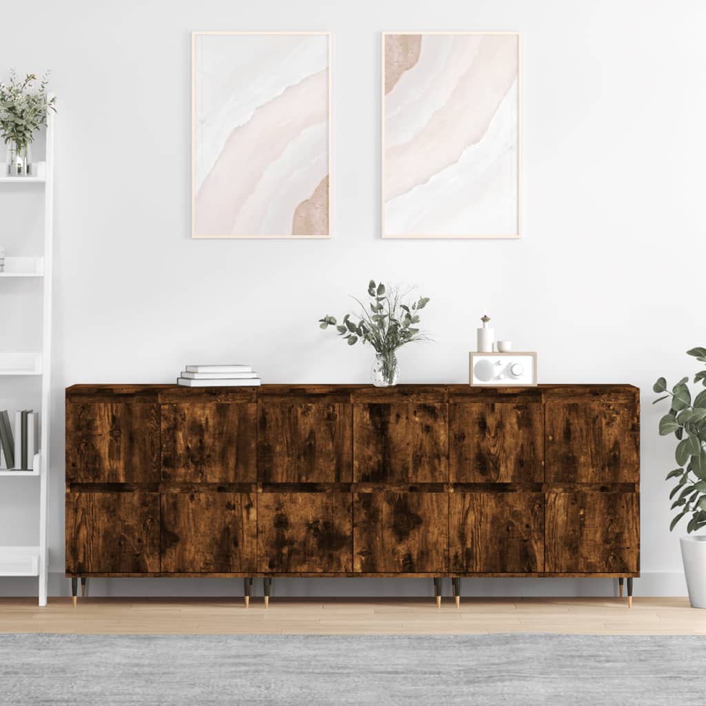 Credenze 3 pz Rovere Fumo in Legno Multistrato - homemem39