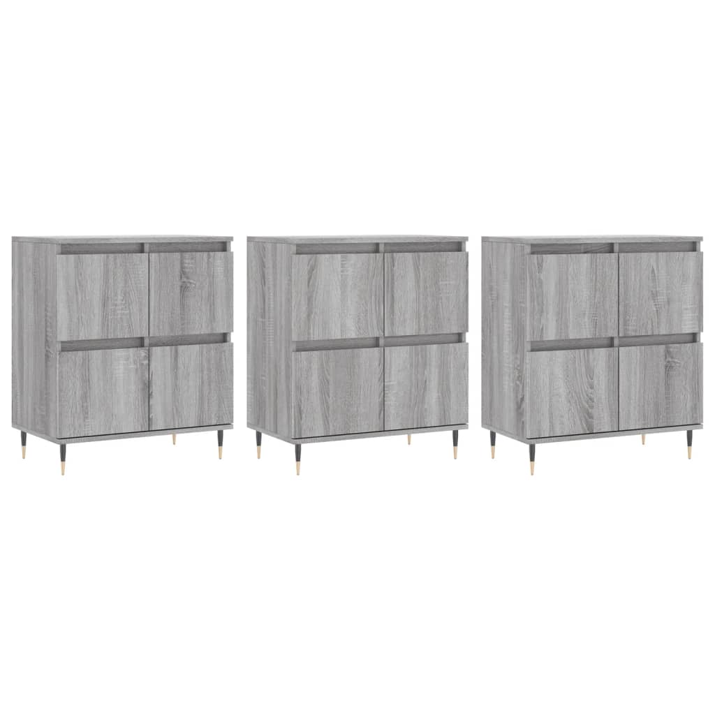 Credenze 3 pz Grigio Sonoma in Legno Multistrato - homemem39
