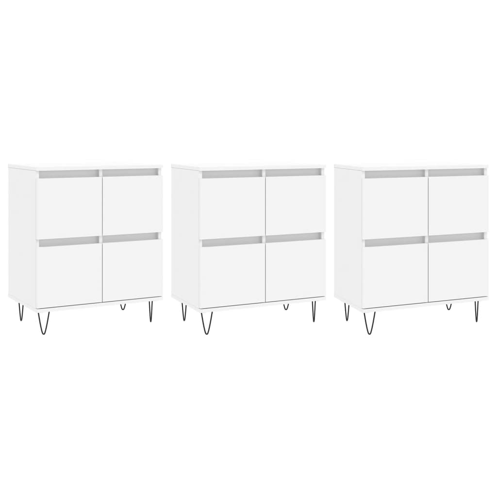 Credenze 3 pz Bianco in Legno Multistrato