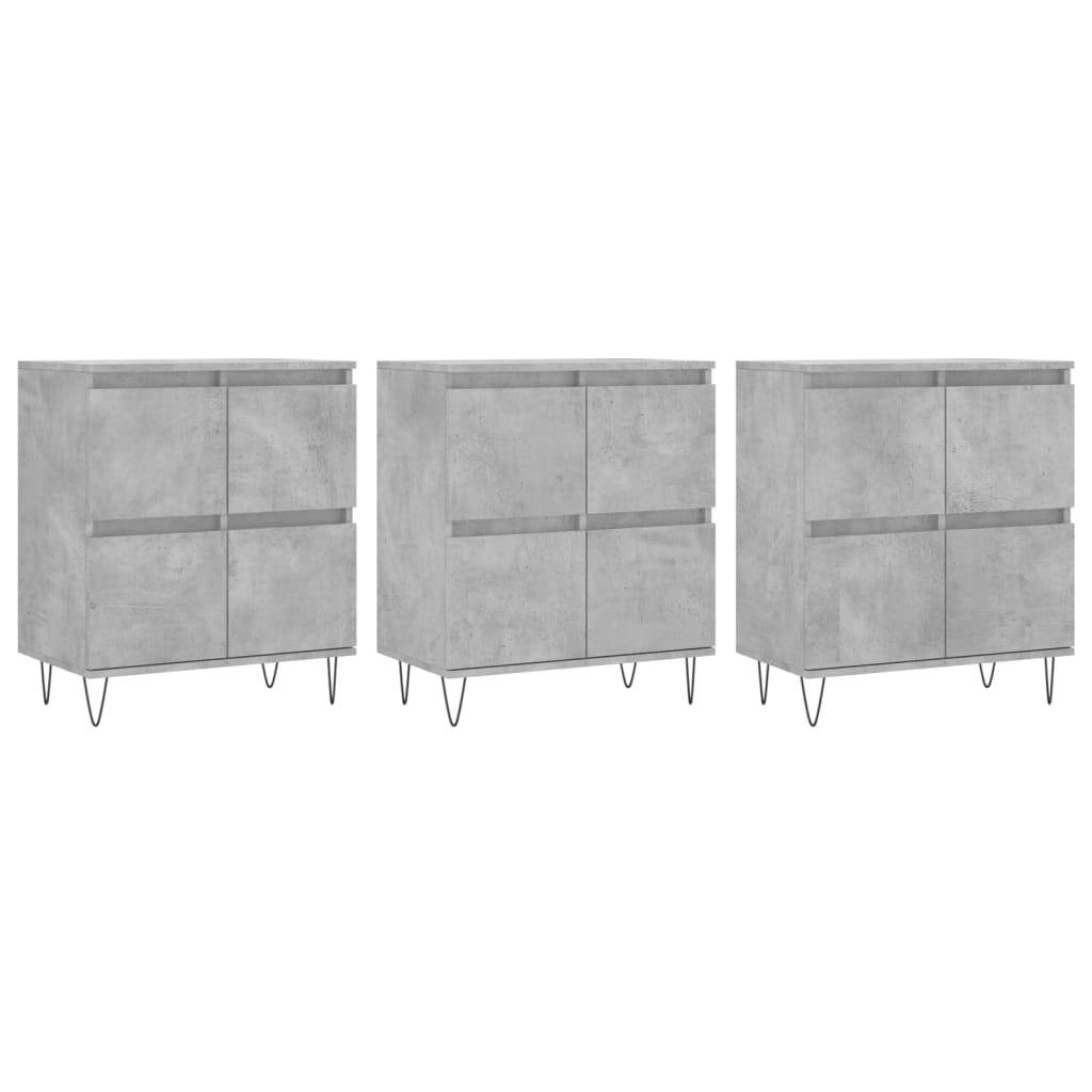 Credenze 3 pz Grigio Cemento in Legno Multistrato