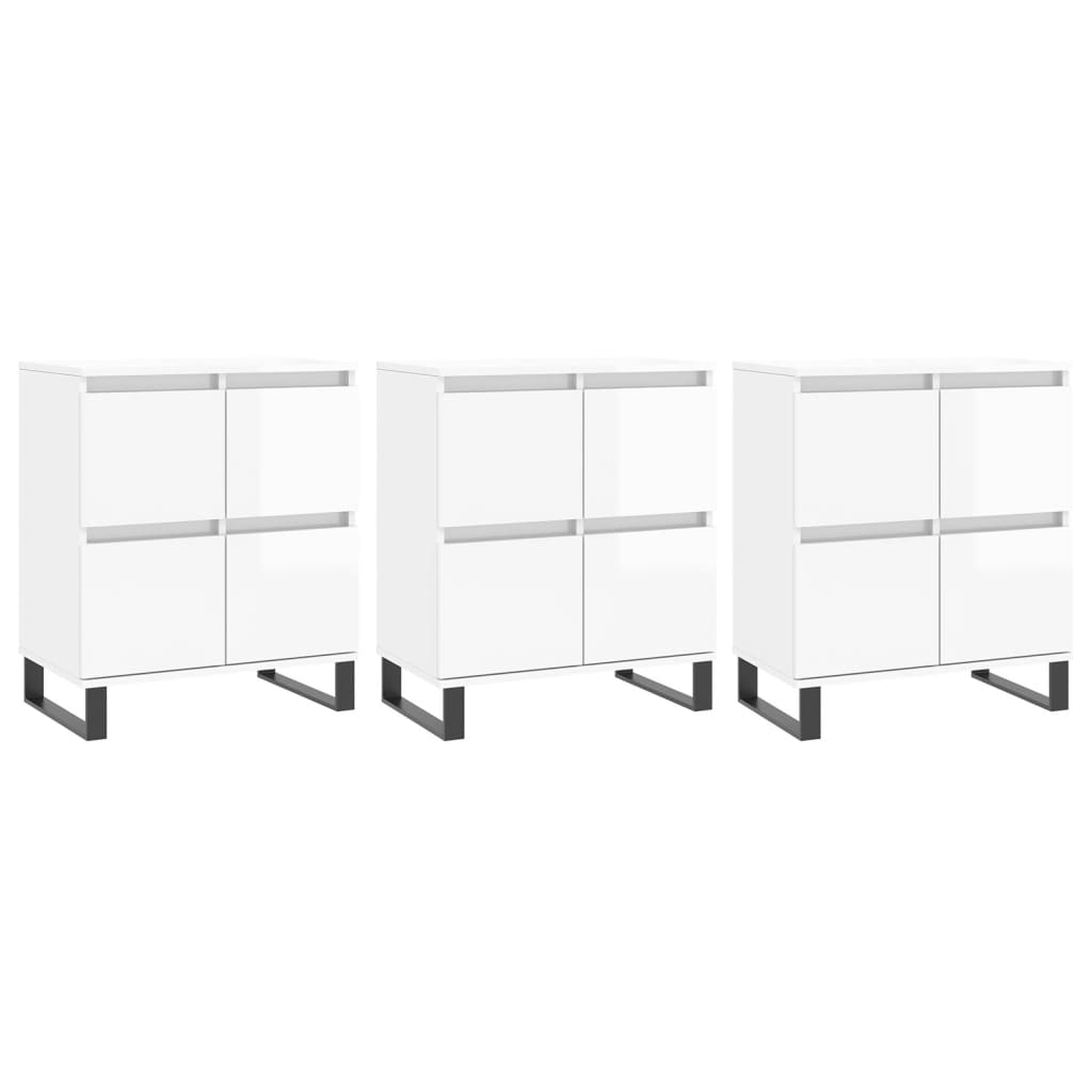 Credenze 3 pz Bianco Lucido in Legno Multistrato - homemem39