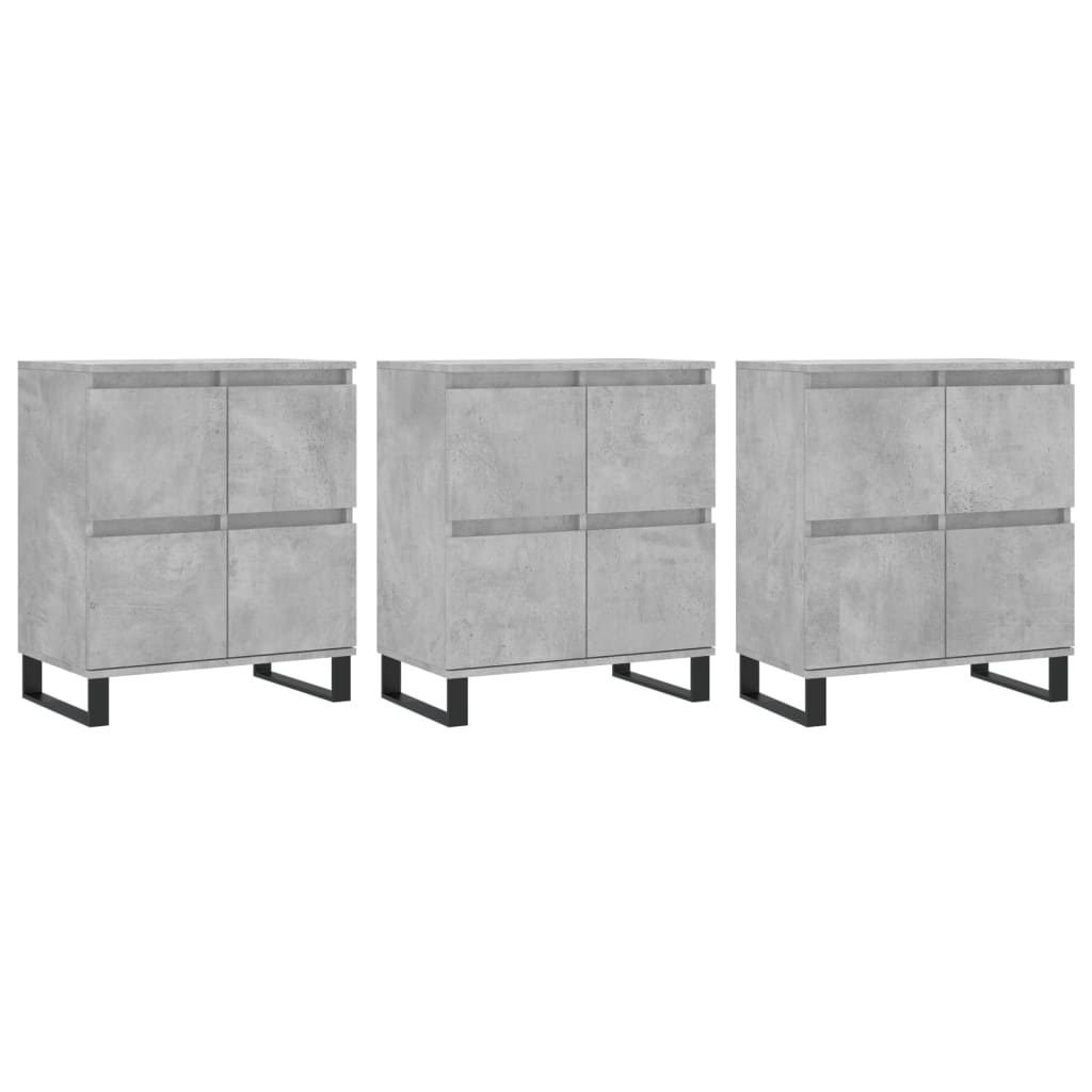 Credenze 3 pz Grigio Cemento in Legno Multistrato - homemem39