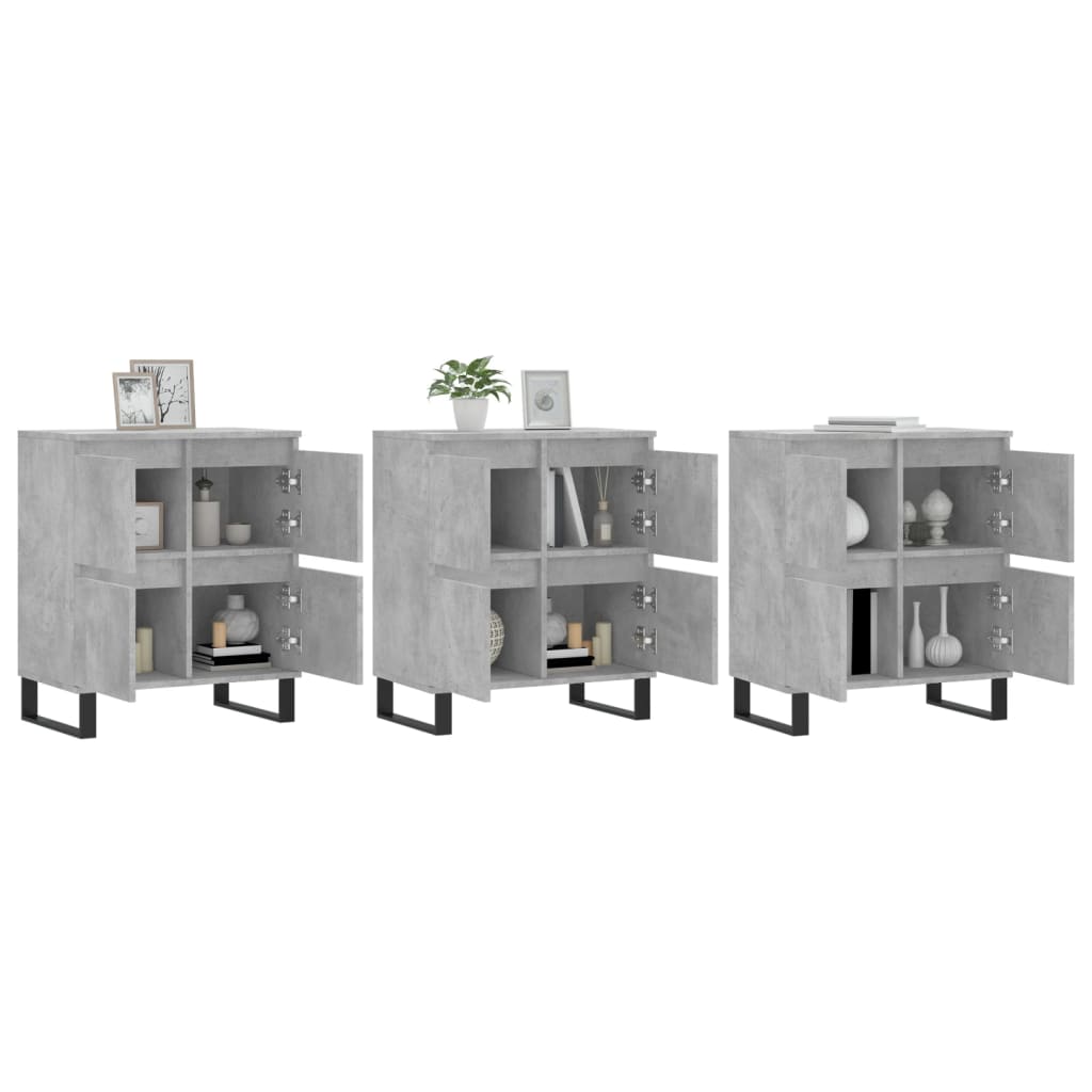 Credenze 3 pz Grigio Cemento in Legno Multistrato - homemem39