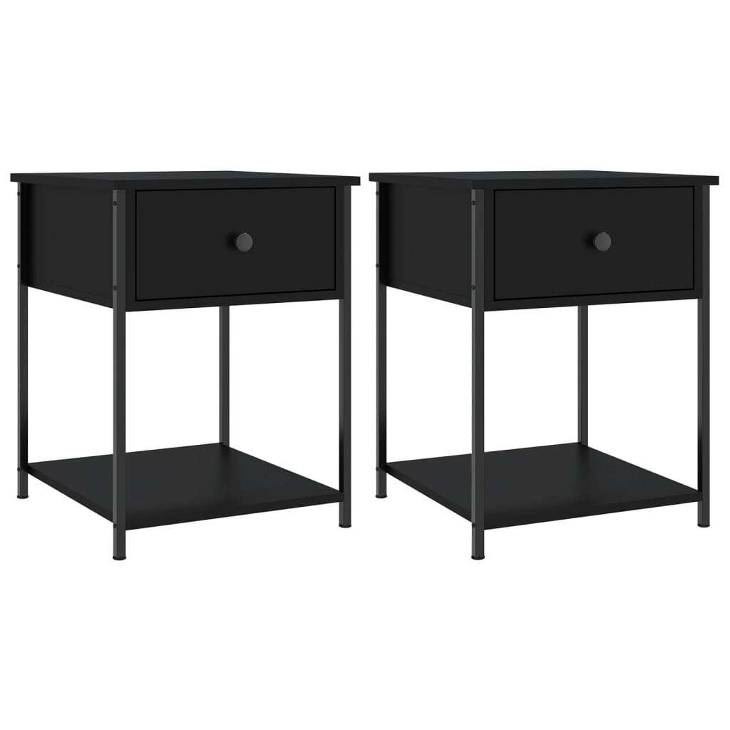 Comodini 2 pz Neri 44x45x58 cm in Legno Multistrato