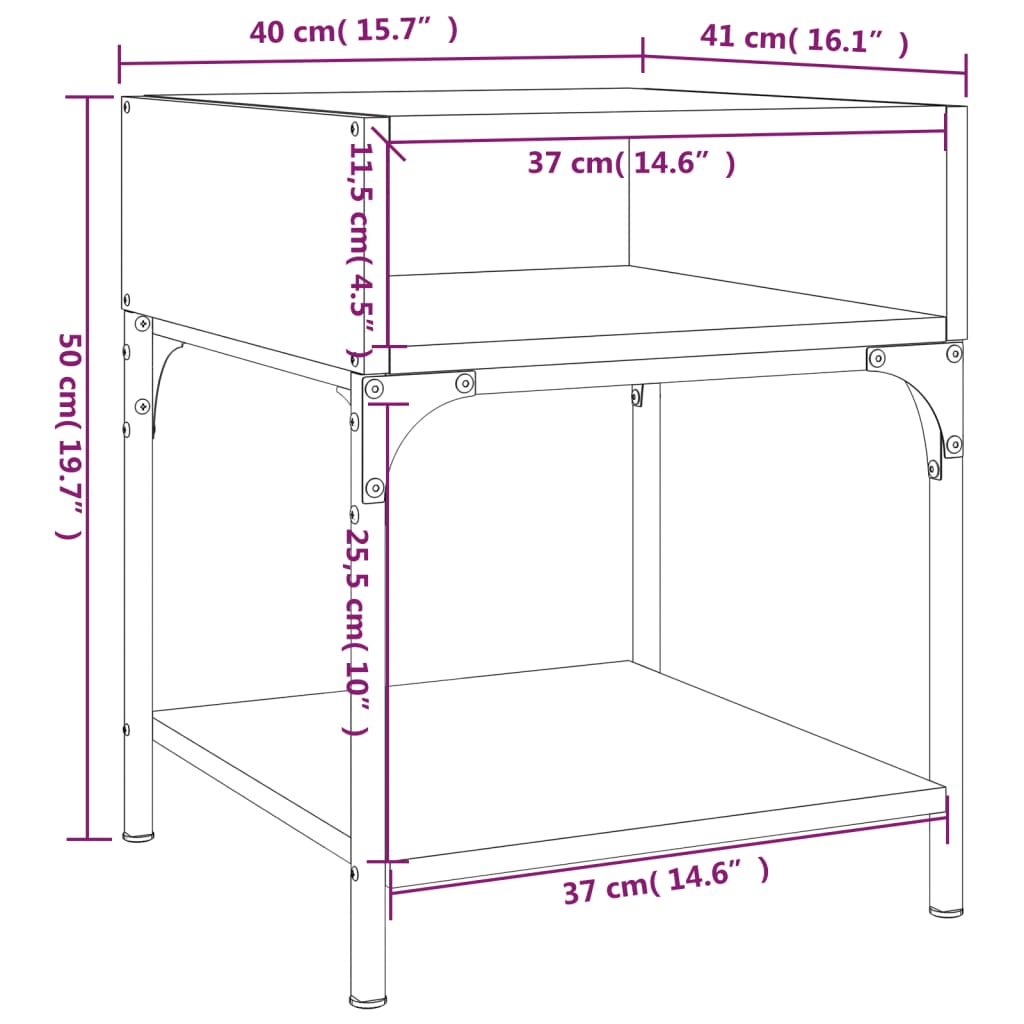 Comodini 2 pz Neri 40x41x50 cm in Legno Multistrato