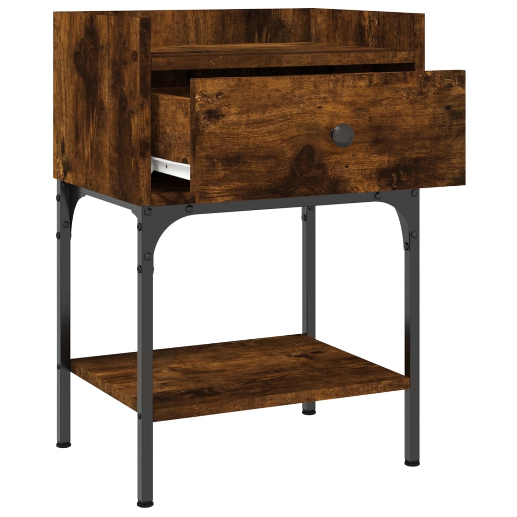 Comodini 2 pz Rovere Fumo 40,5x31x60 cm in Legno Multistrato