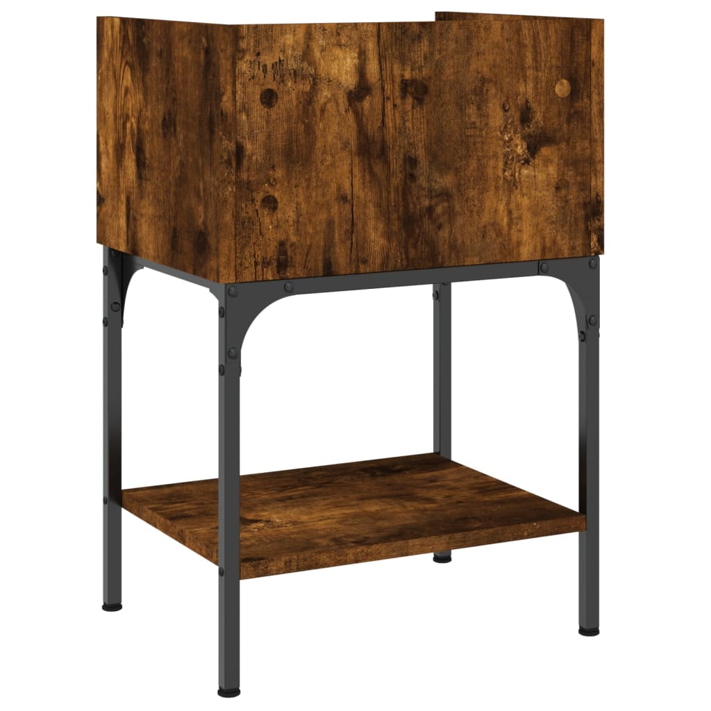 Comodini 2 pz Rovere Fumo 40,5x31x60 cm in Legno Multistrato