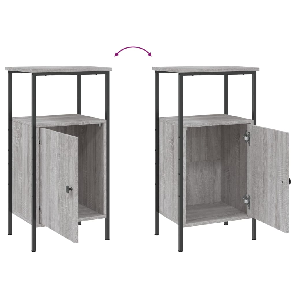 Comodini 2pz Grigio Sonoma 41x31x80 cm in Legno Multistrato