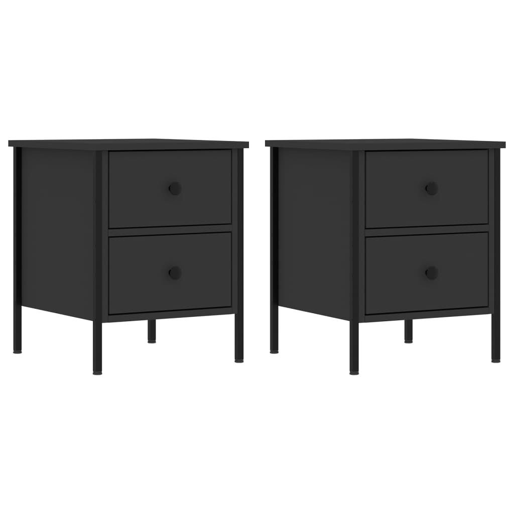Comodini 2 pz Neri 40x42x50 cm in Legno Multistrato - homemem39