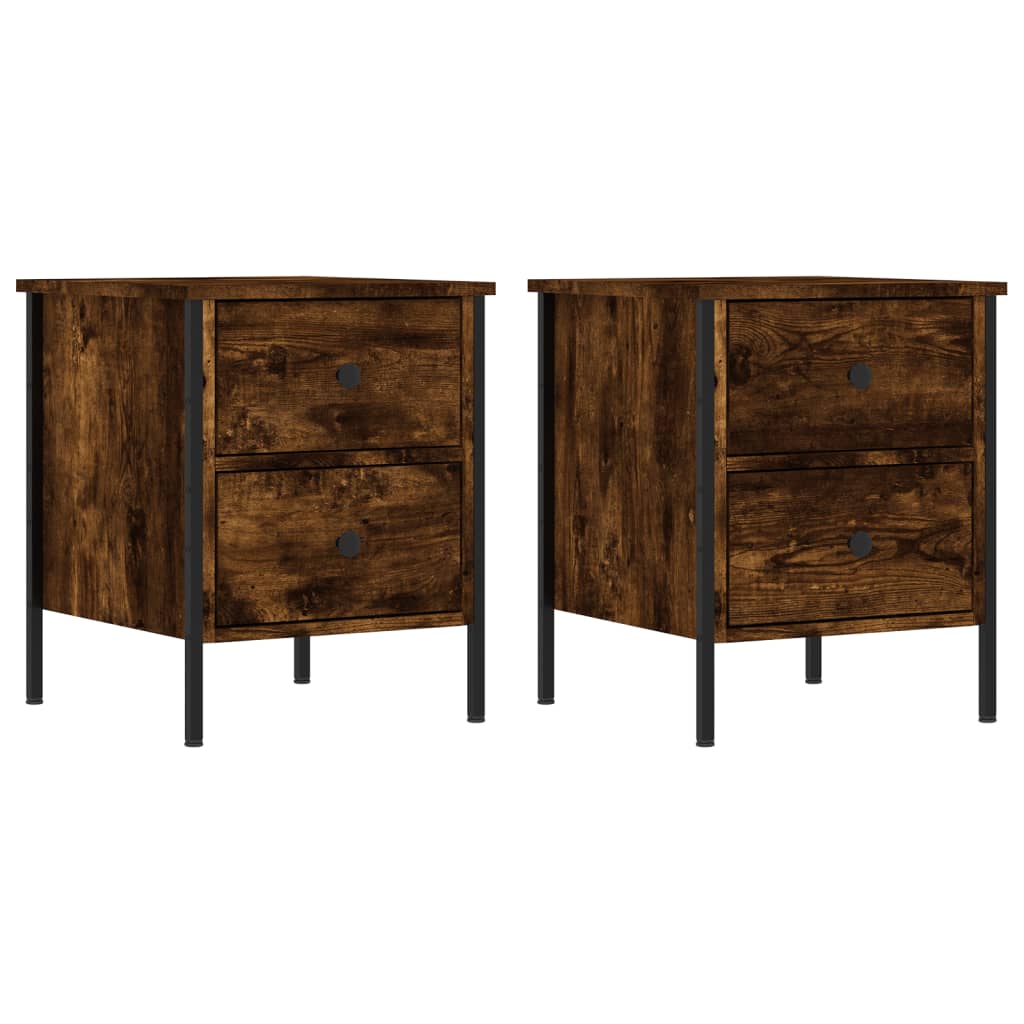Comodini 2 pz Rovere Fumo 40x42x50 cm in Legno Multistrato