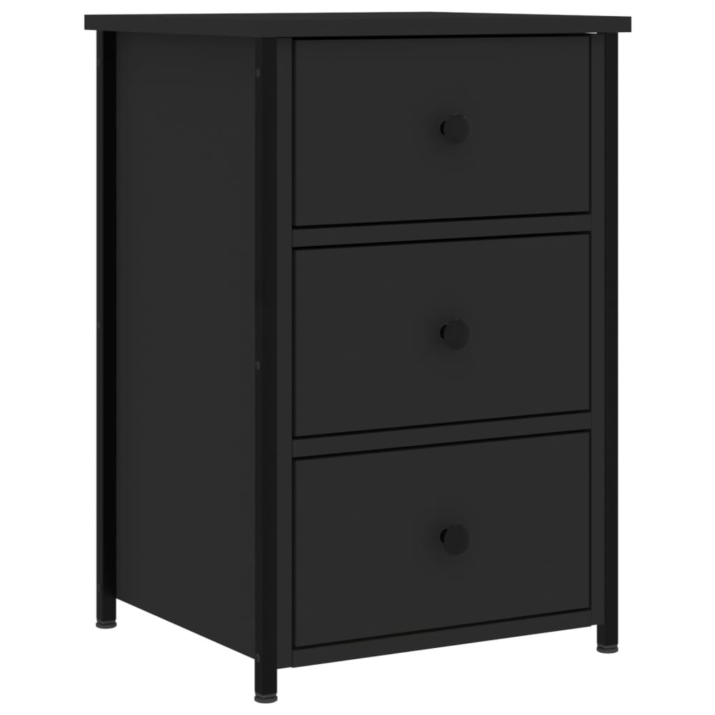 Comodini 2pz Neri 40x36x60 cm in Legno Multistrato