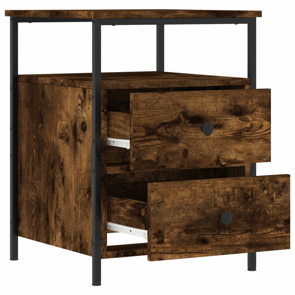 Comodini 2 pz Rovere Fumo 44x45x60 cm in Legno Multistrato