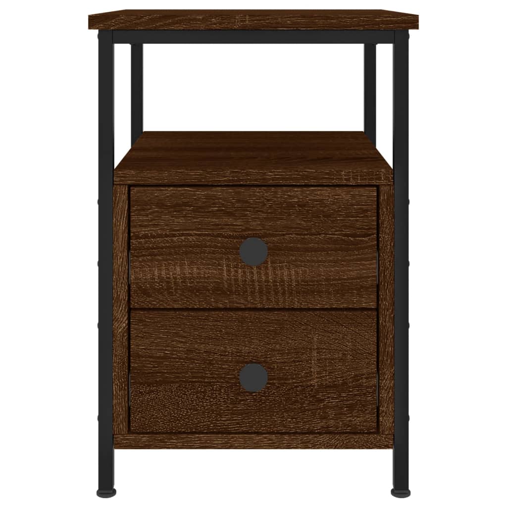 Comodini 2pz Rovere Marrone 34x35,5x50 cm in Legno Multistrato