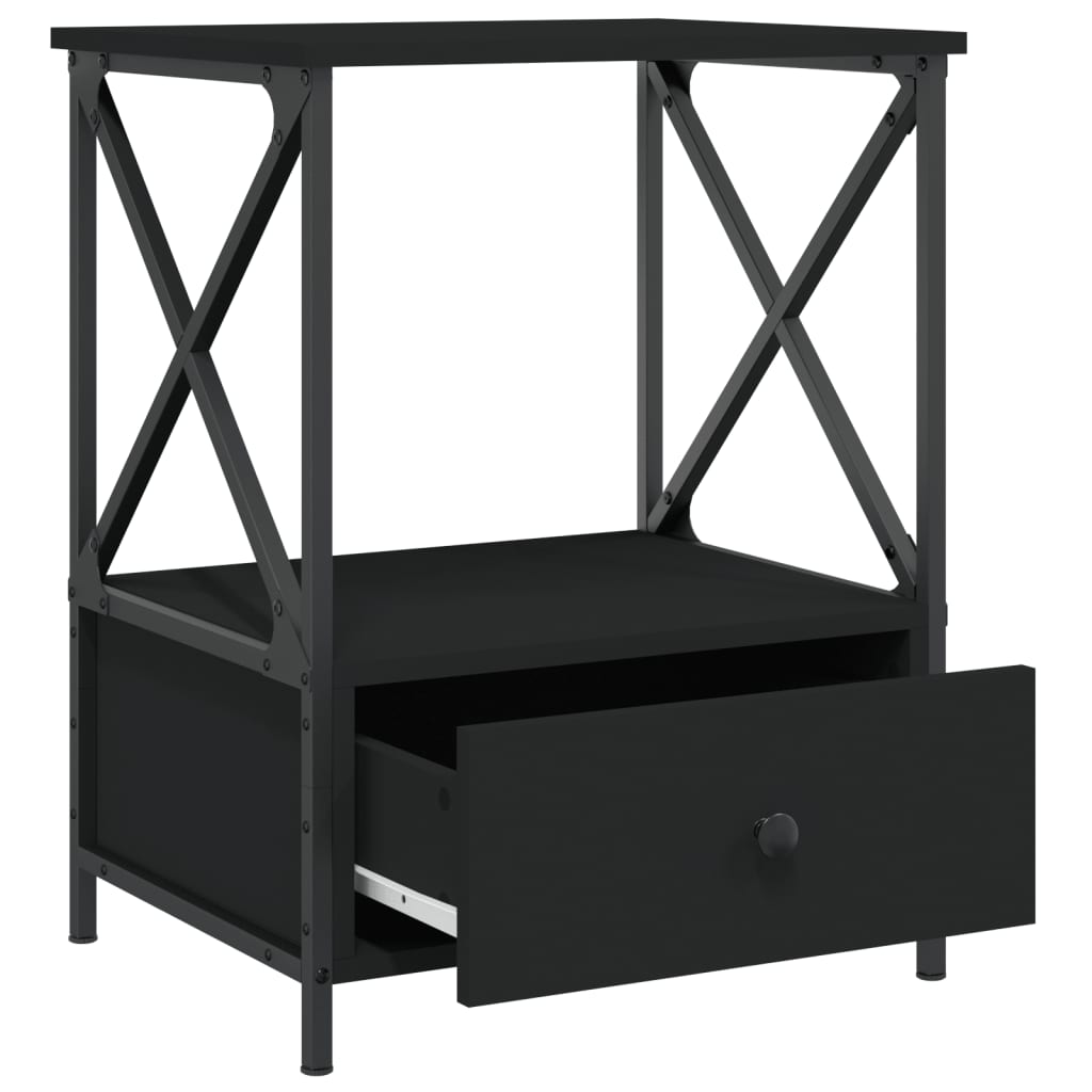 Comodini 2 pz Neri 50x41x65 cm in Legno Multistrato