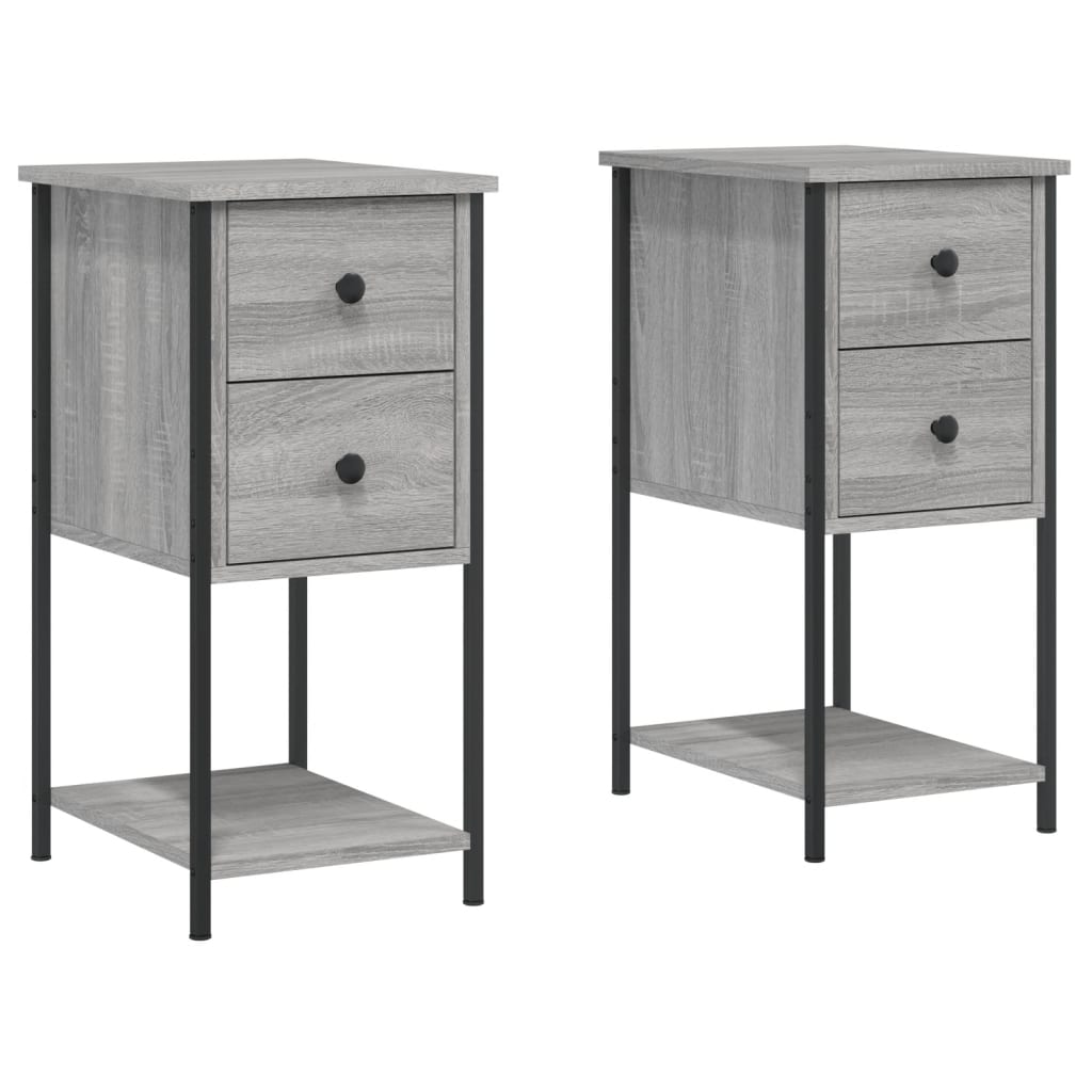 Comodini 2 pz Grigio Sonoma 32x42x70 cm in Legno Multistrato
