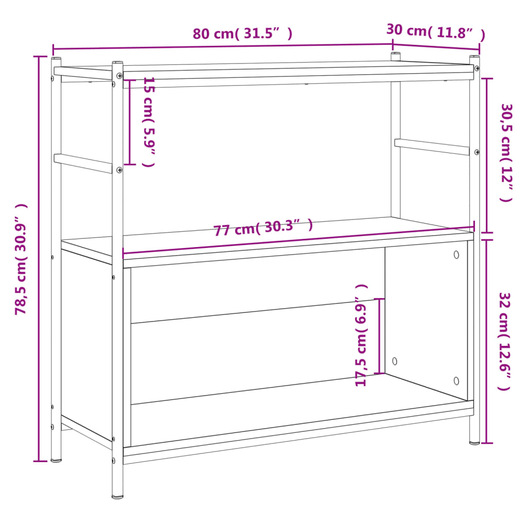 Libreria Rovere Sonoma 80x30x78,5 cm Legno Multistrato e Ferro | homemem39