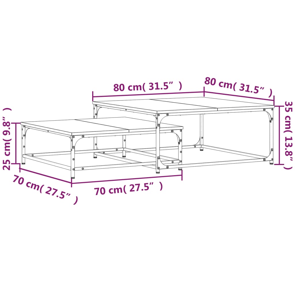 Tavolini Impilabili 2 pz Neri in Legno Multistrato | homemem39