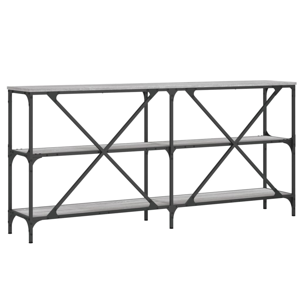 Tavolino Grigio Sonoma 160x30x75cm in Legno Multistrato e Ferro - homemem39