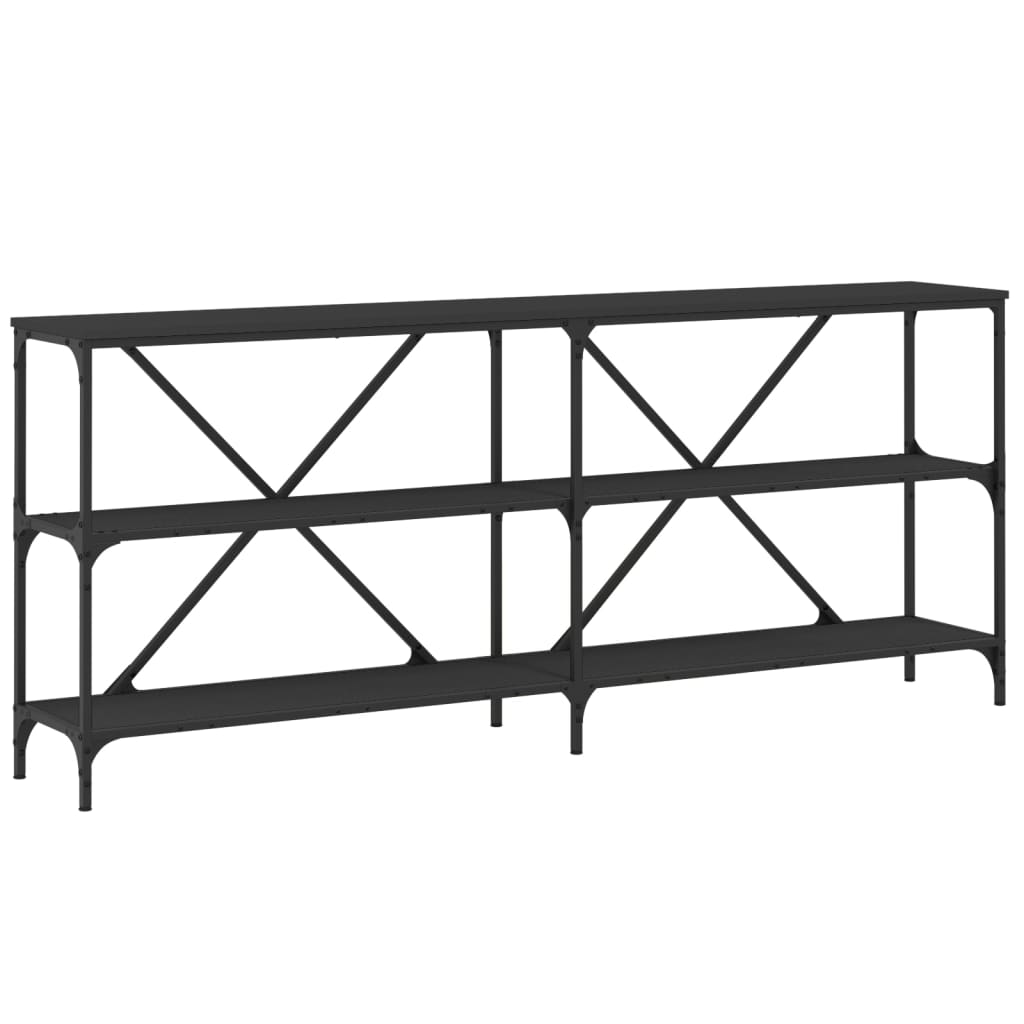 Tavolino Consolle Nero 180x30x75 cm Legno Multistrato e Ferro - homemem39