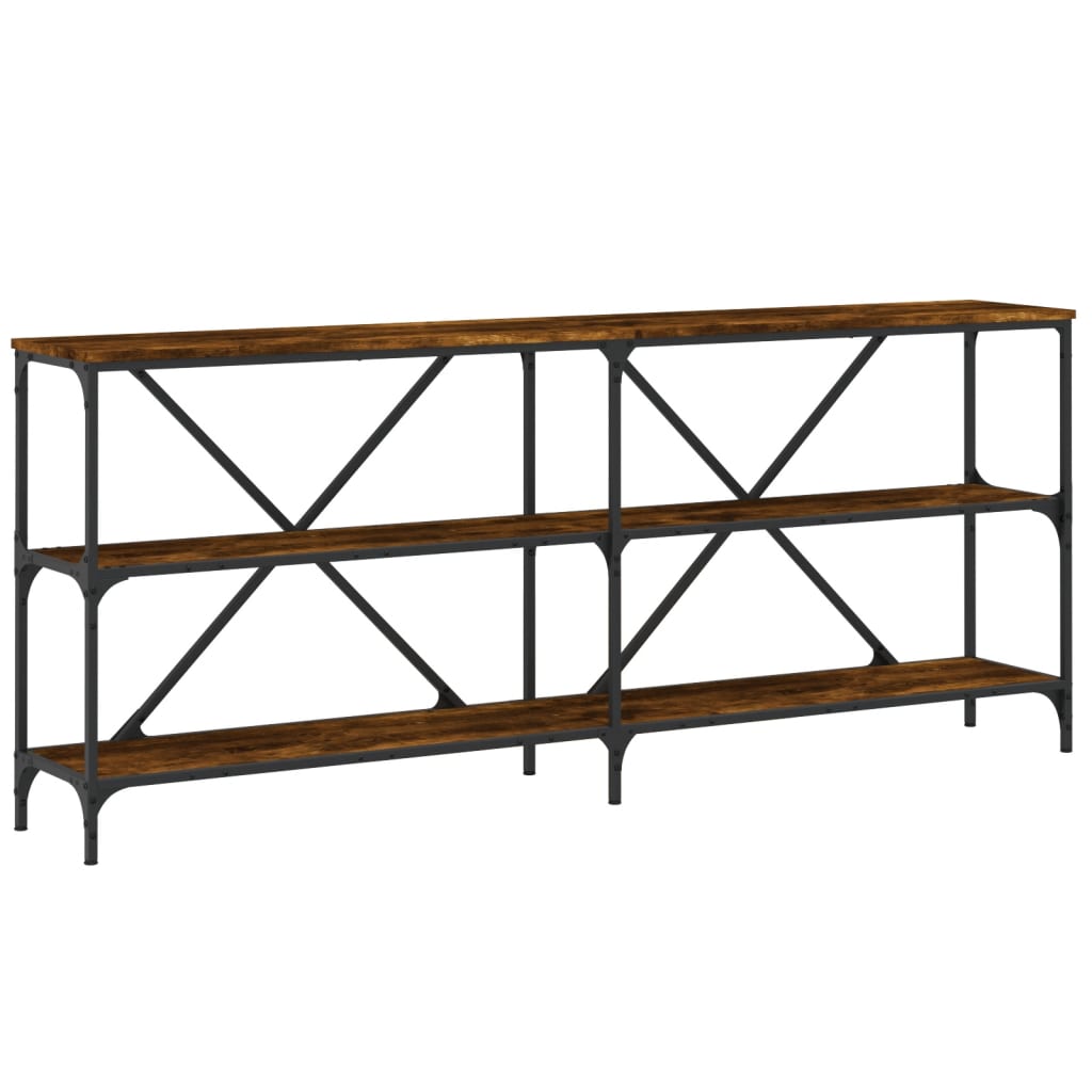 Tavolo Consolle Rovere Fumo 180x30x75cm Legno Multistrato Ferro - homemem39