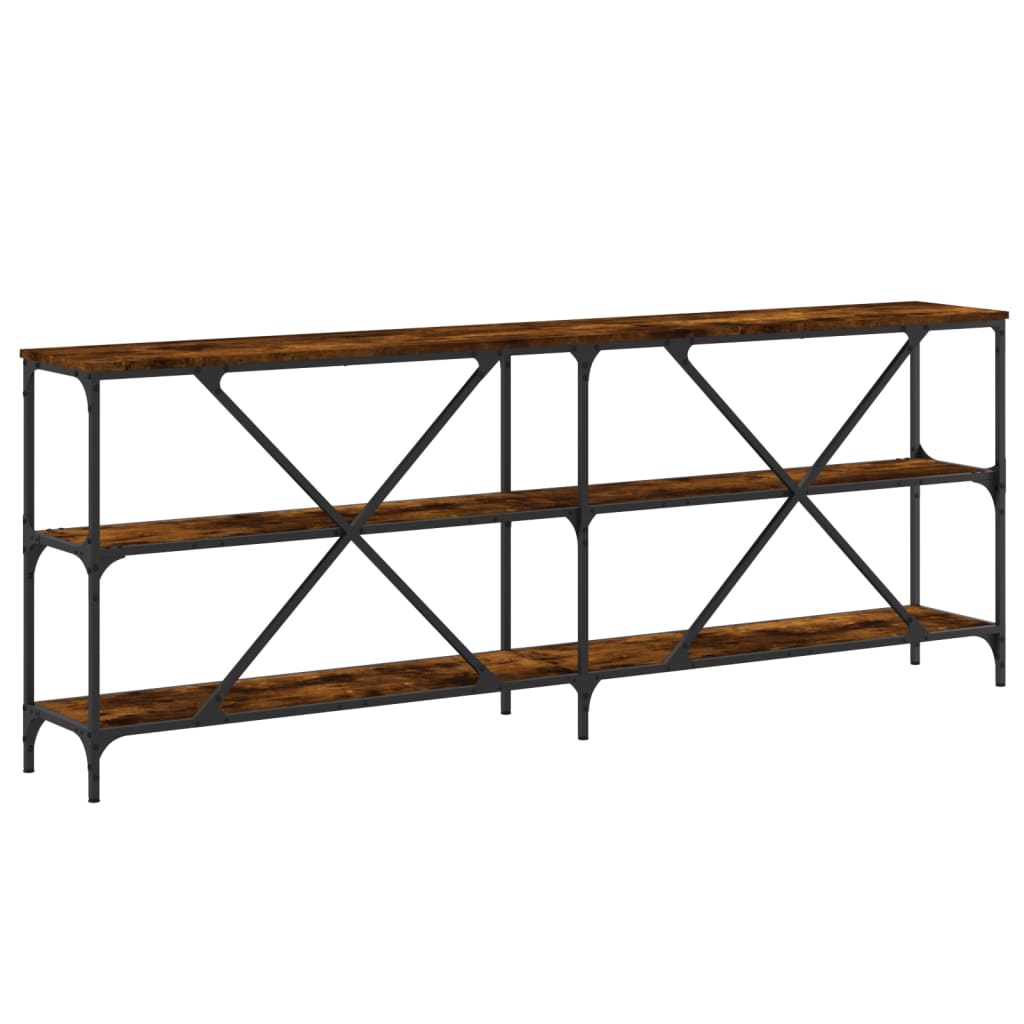 Tavolo Consolle Rovere Fumo 200x30x75cm Legno Multistrato Ferro - homemem39