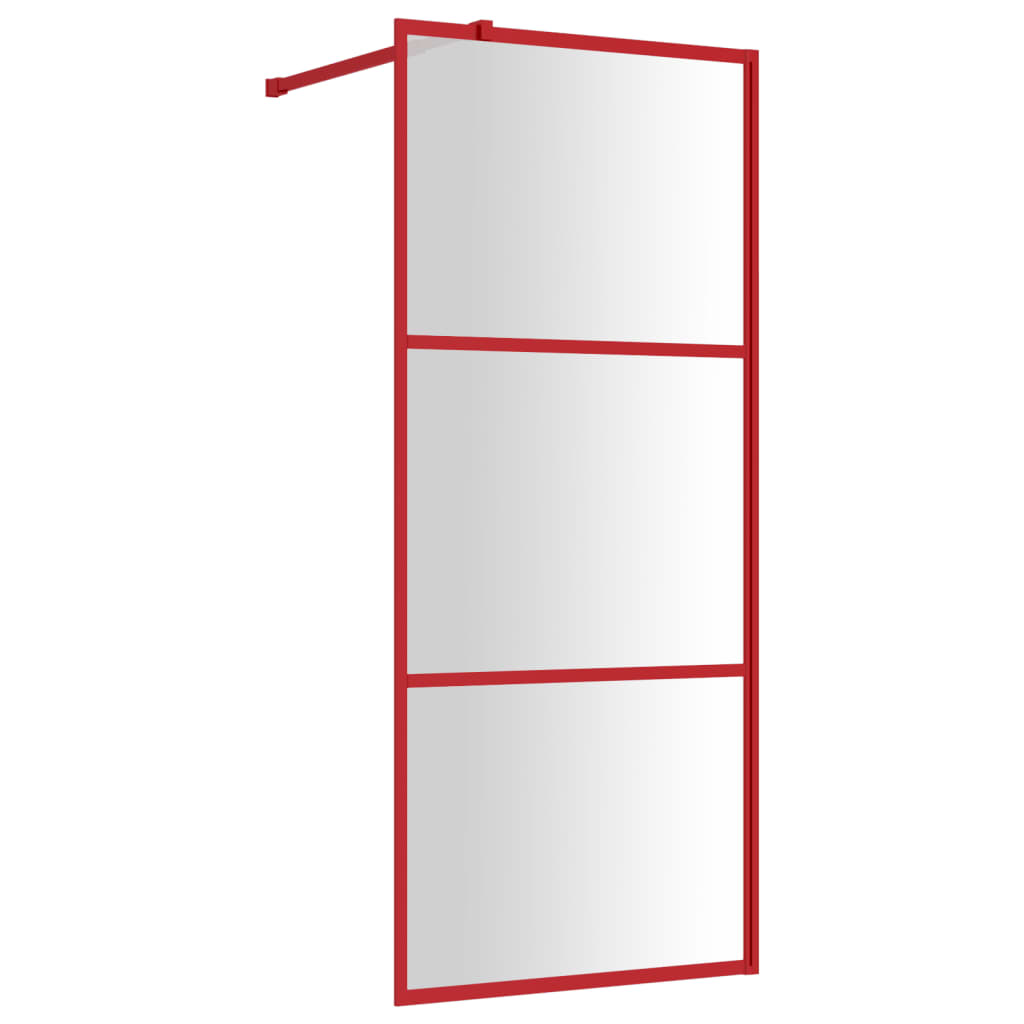 Parete per Doccia Walk-in Vetro Trasparente ESG 80x195 cm Rossa - homemem39
