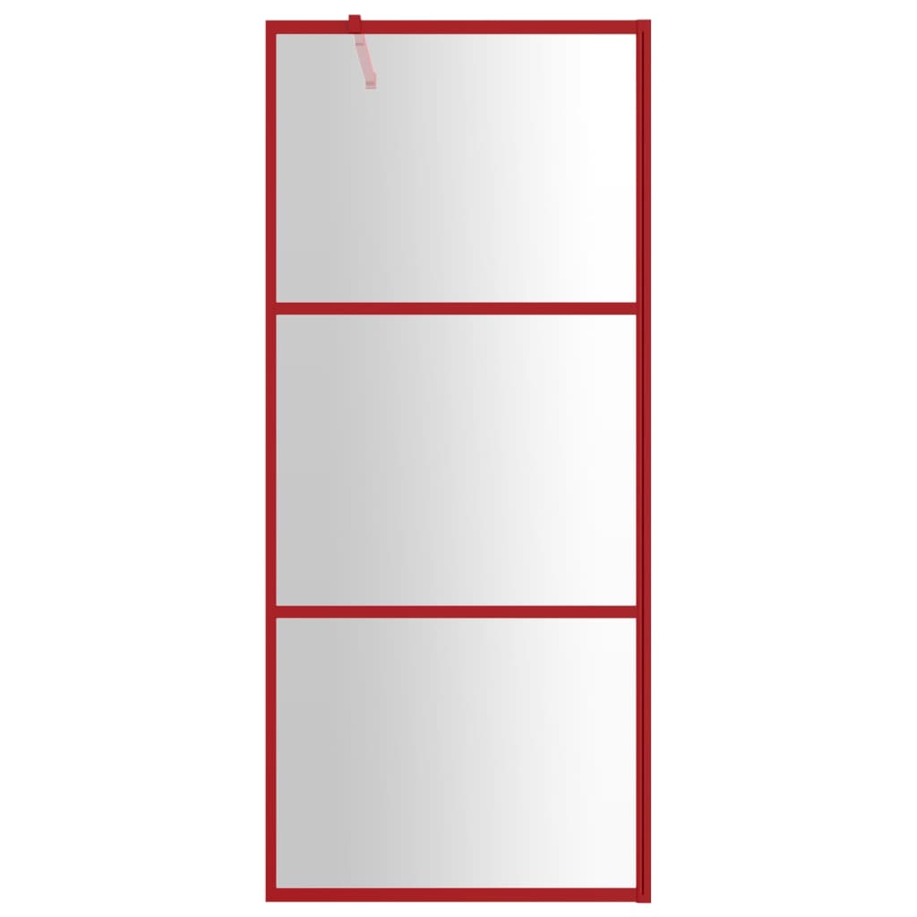 Parete per Doccia Walk-in Vetro Trasparente ESG 80x195 cm Rossa - homemem39