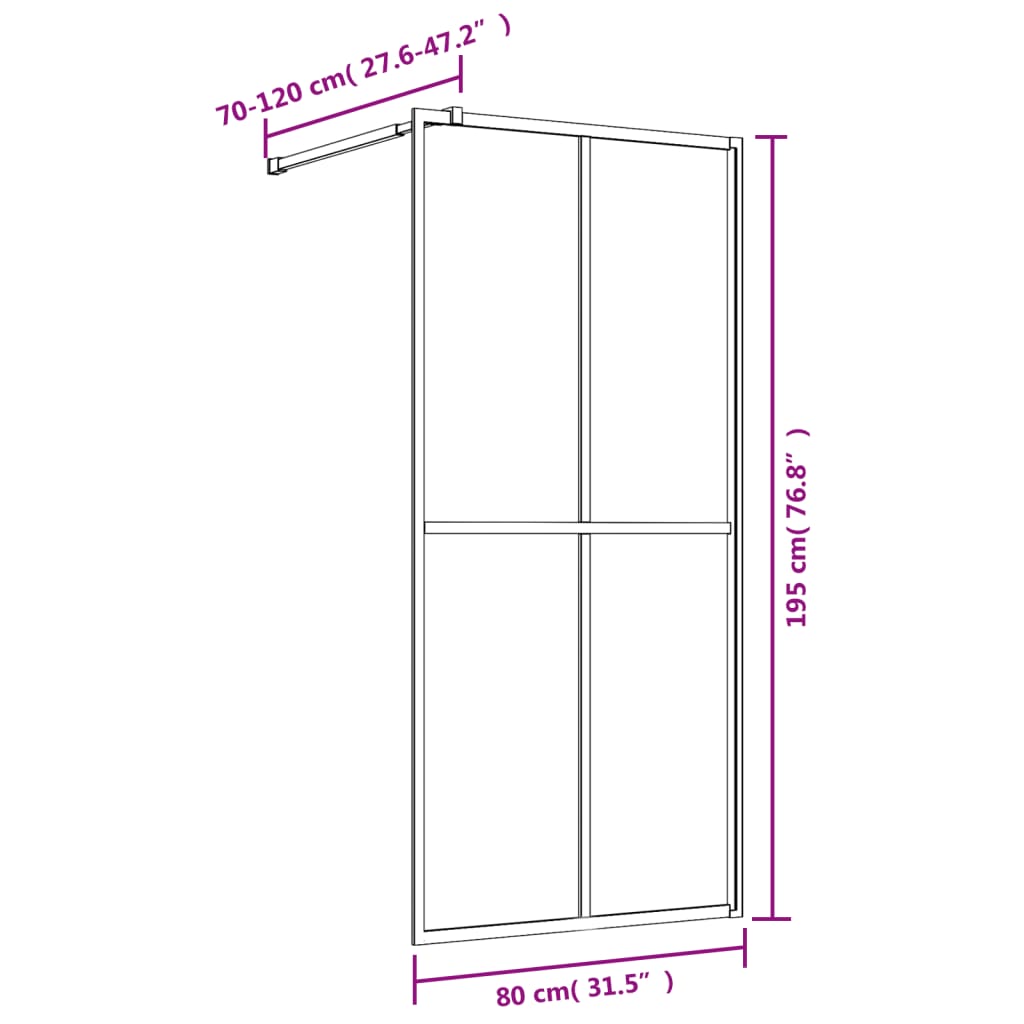 Parete per Doccia Walk-in Vetro Trasparente ESG 80x195 cm Oro | homemem39