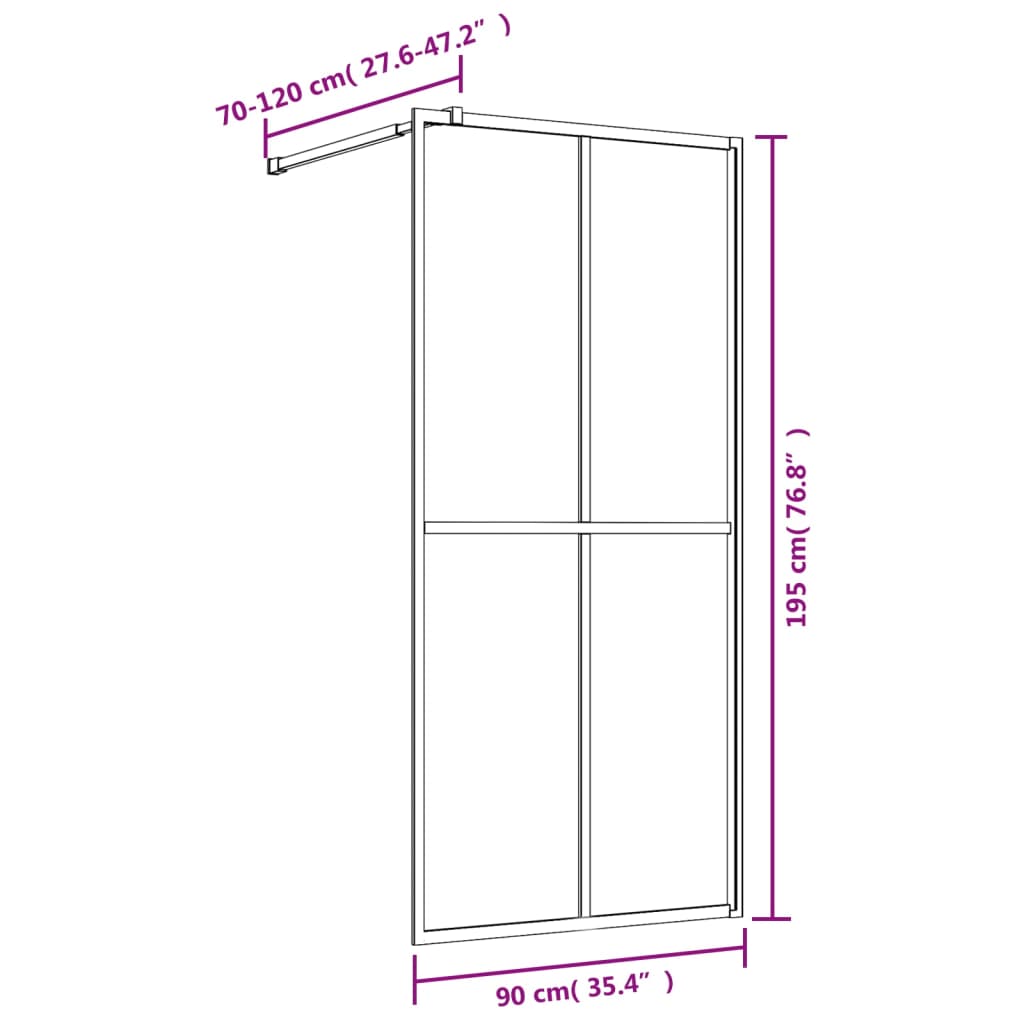 Parete per Doccia Walk-in Vetro Trasparente ESG 90x195 cm Oro | homemem39