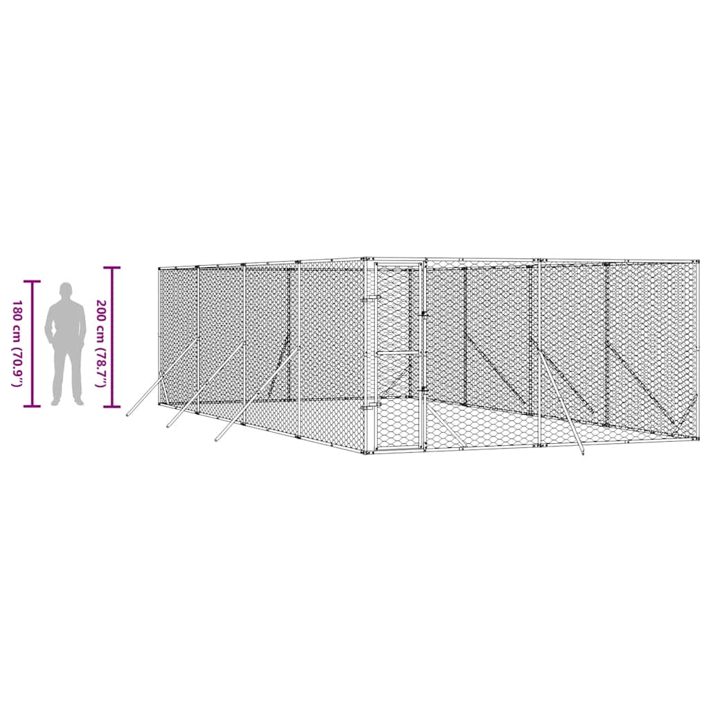 Cuccia per Cani da Esterno Argento 4x8x2 m in Acciaio Zincato | homemem39
