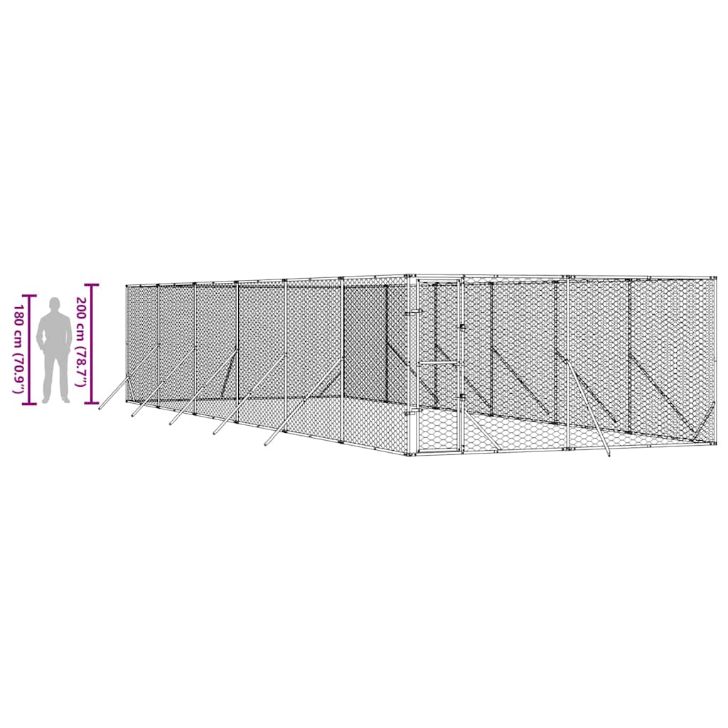 Cuccia per Cani da Esterno Argento 4x12x2 m in Acciaio Zincato | homemem39