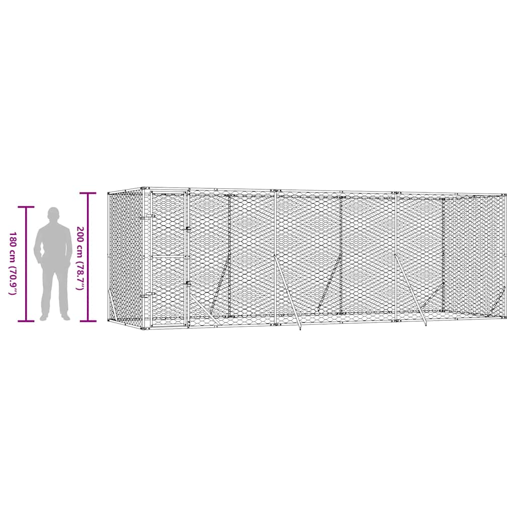 Cuccia per Cani da Esterno Argento 6x2x2 m in Acciaio Zincato | homemem39