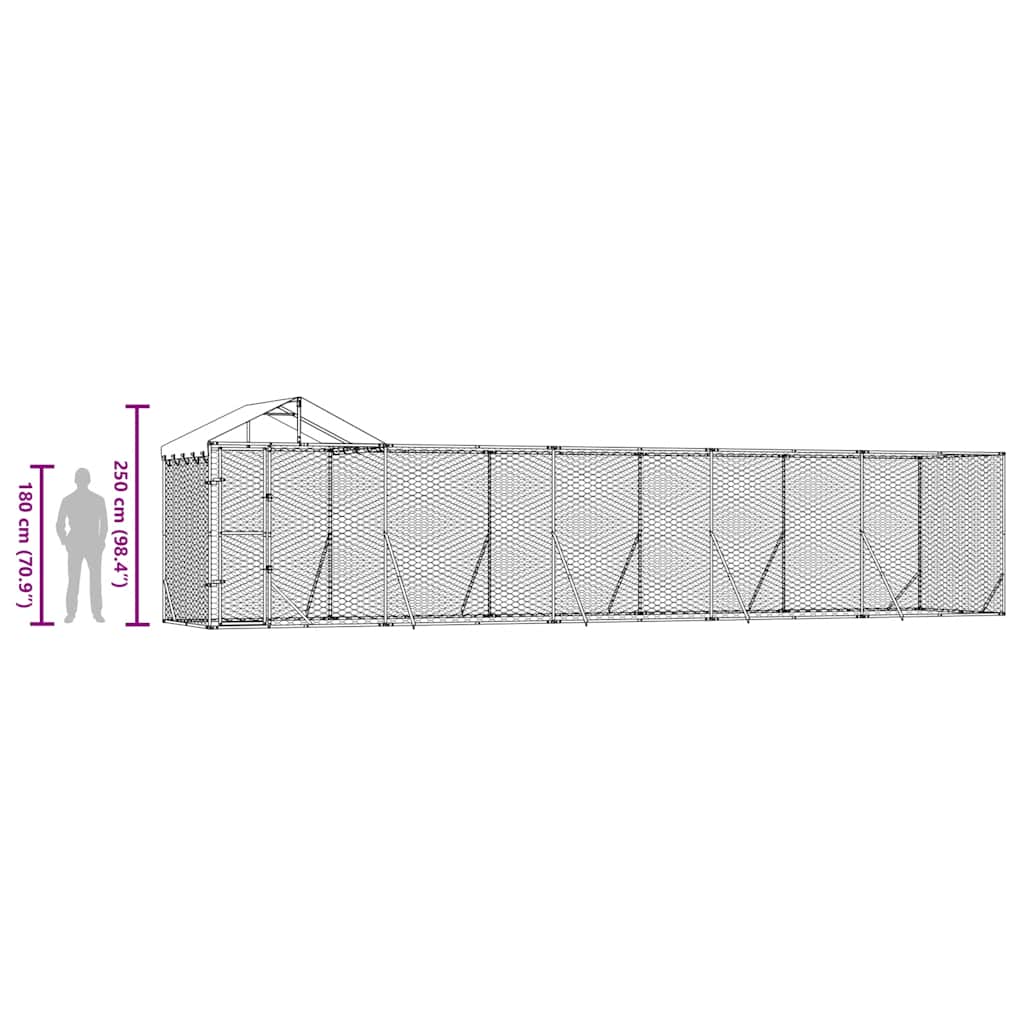 Cuccia Cani da Esterno Tetto Argento 10x2x2,5 m Acciaio Zincato | homemem39