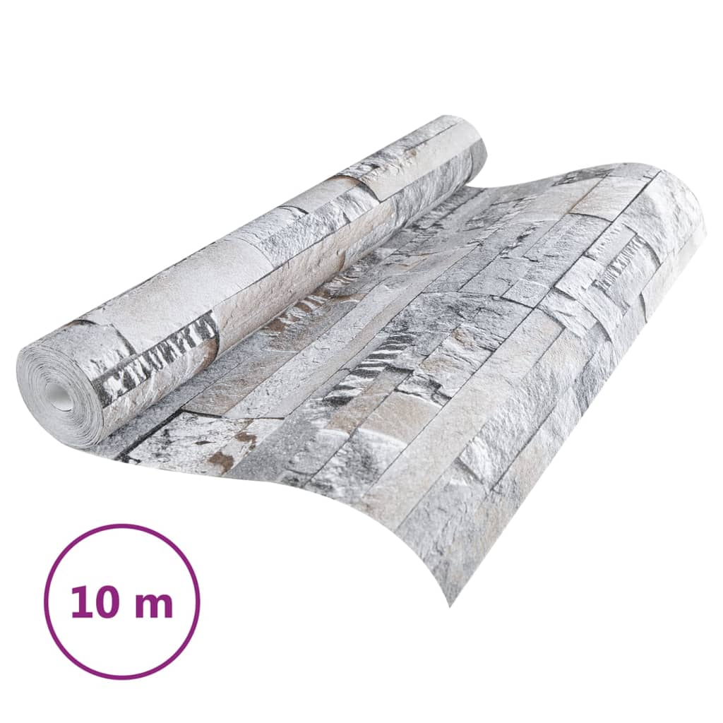 Carta da Parati 3D Pietra Grigio e Marrone 10x0,53m Non Tessuto - homemem39