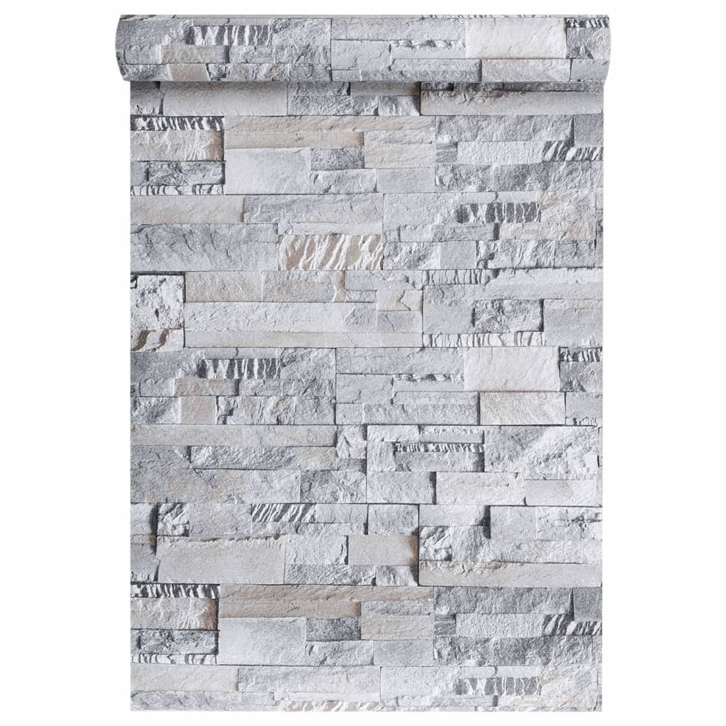 Carta da Parati 3D Pietra Grigio e Marrone 10x0,53m Non Tessuto - homemem39