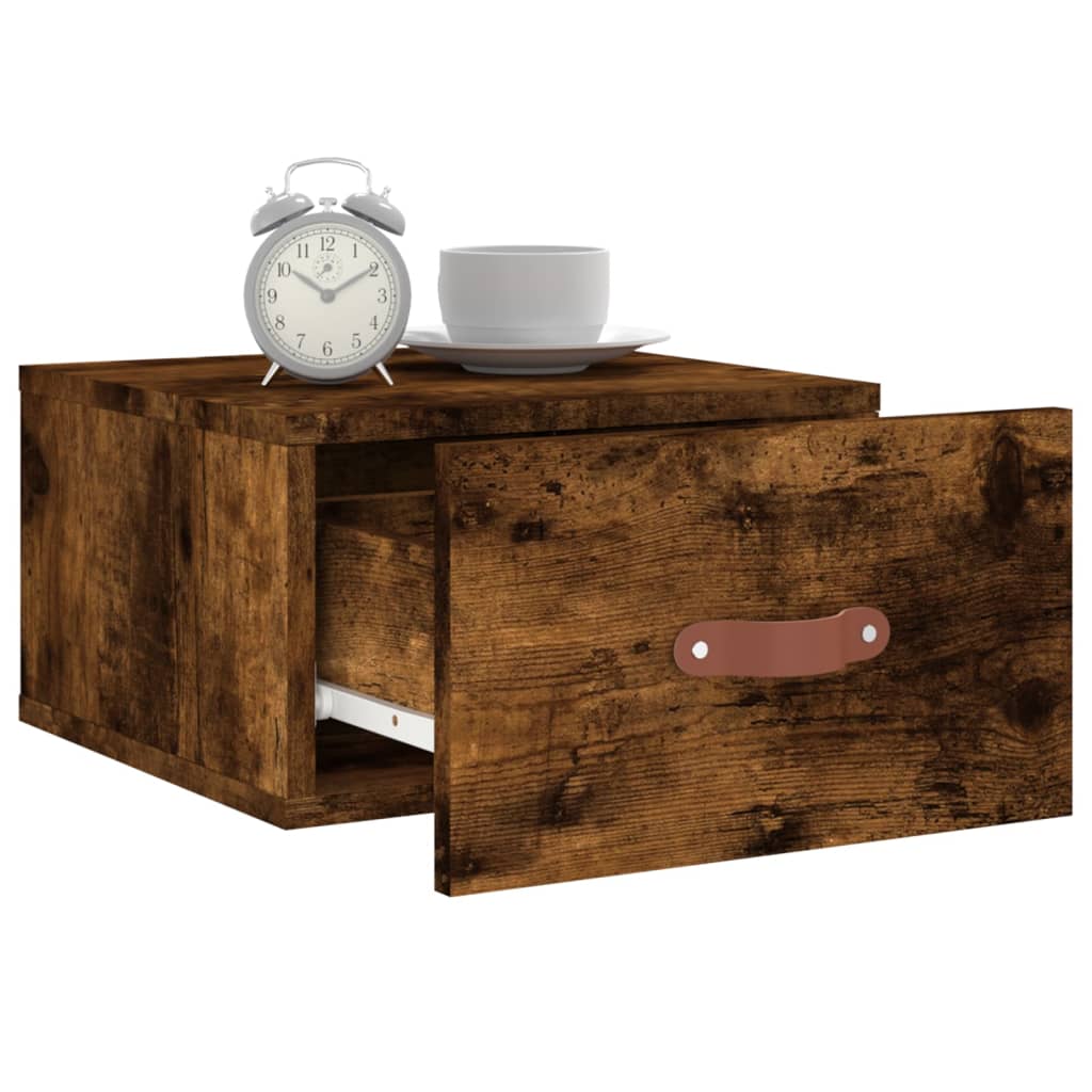 Comodino a Muro Rovere Fumo 35x35x20 cm