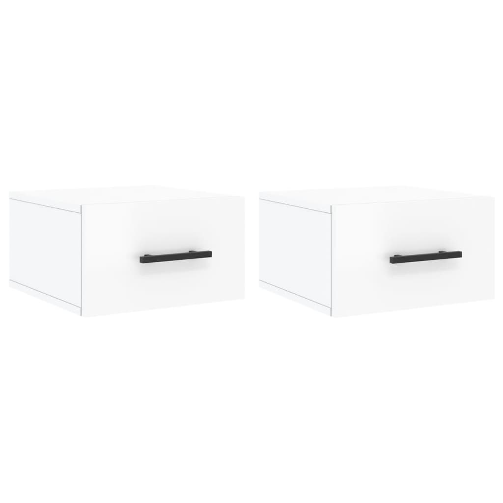 Comodini a Muro 2 pz Bianco Lucido 35x35x20 cm - homemem39
