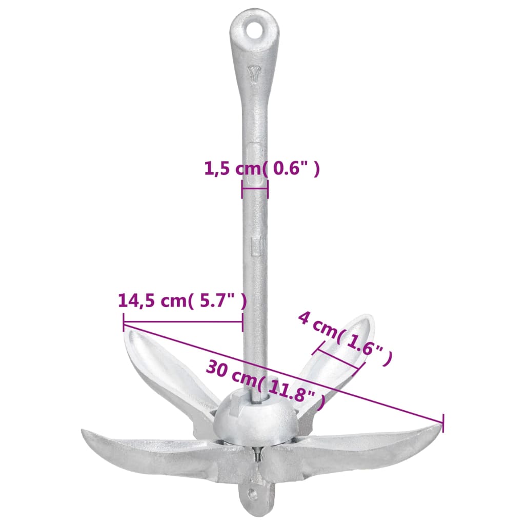 Ancora Pieghevole Argento 1,5 kg in Ferro Malleabile | homemem39