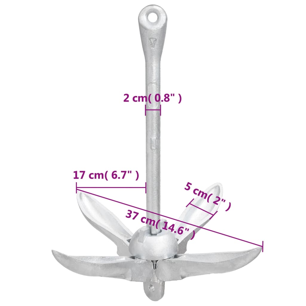 Ancora Pieghevole Argento 3,2 kg in Ferro Malleabile - homemem39