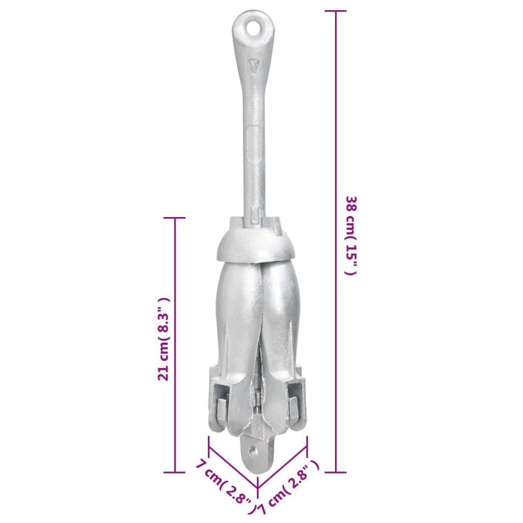 Ancora Pieghevole con Corda Argento 2,5 kg in Ferro Malleabile - homemem39