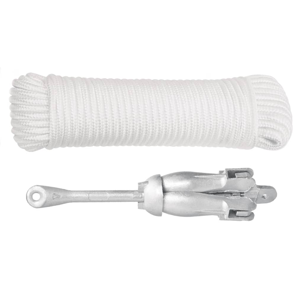Ancora Pieghevole con Corda Argento 3,2 kg in Ferro Malleabile - homemem39