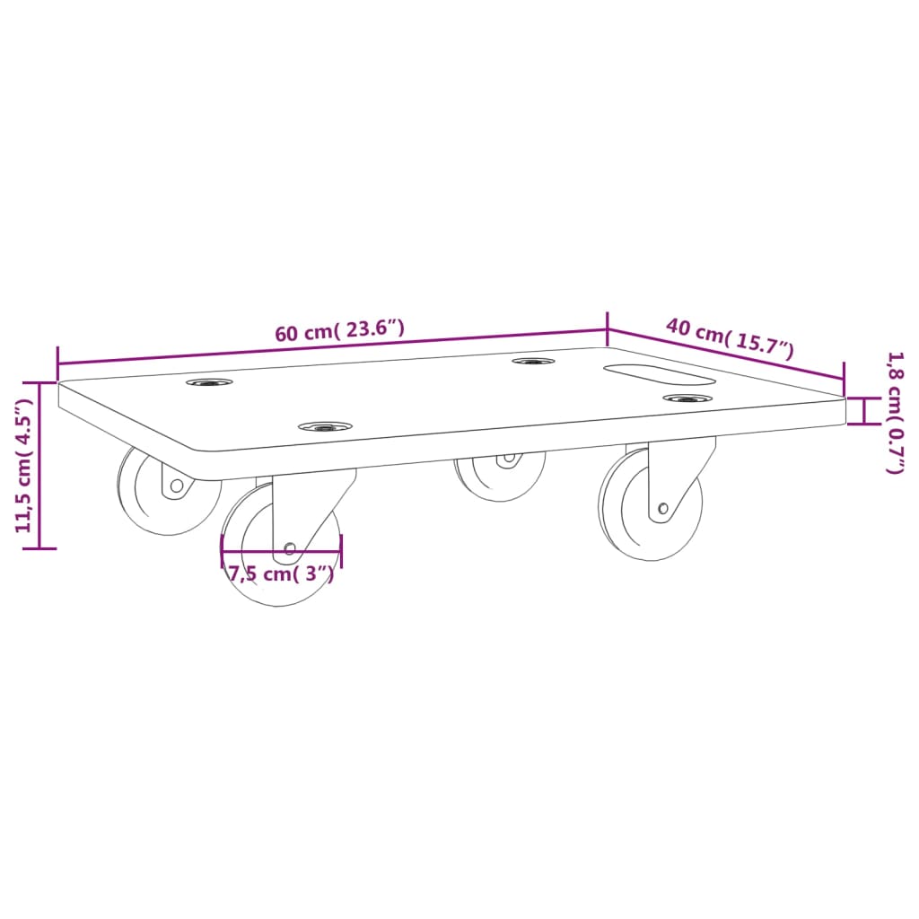 Pedane di Trasporto 2 pz Rettangolari 60x40x11,5 cm 250 kg | homemem39