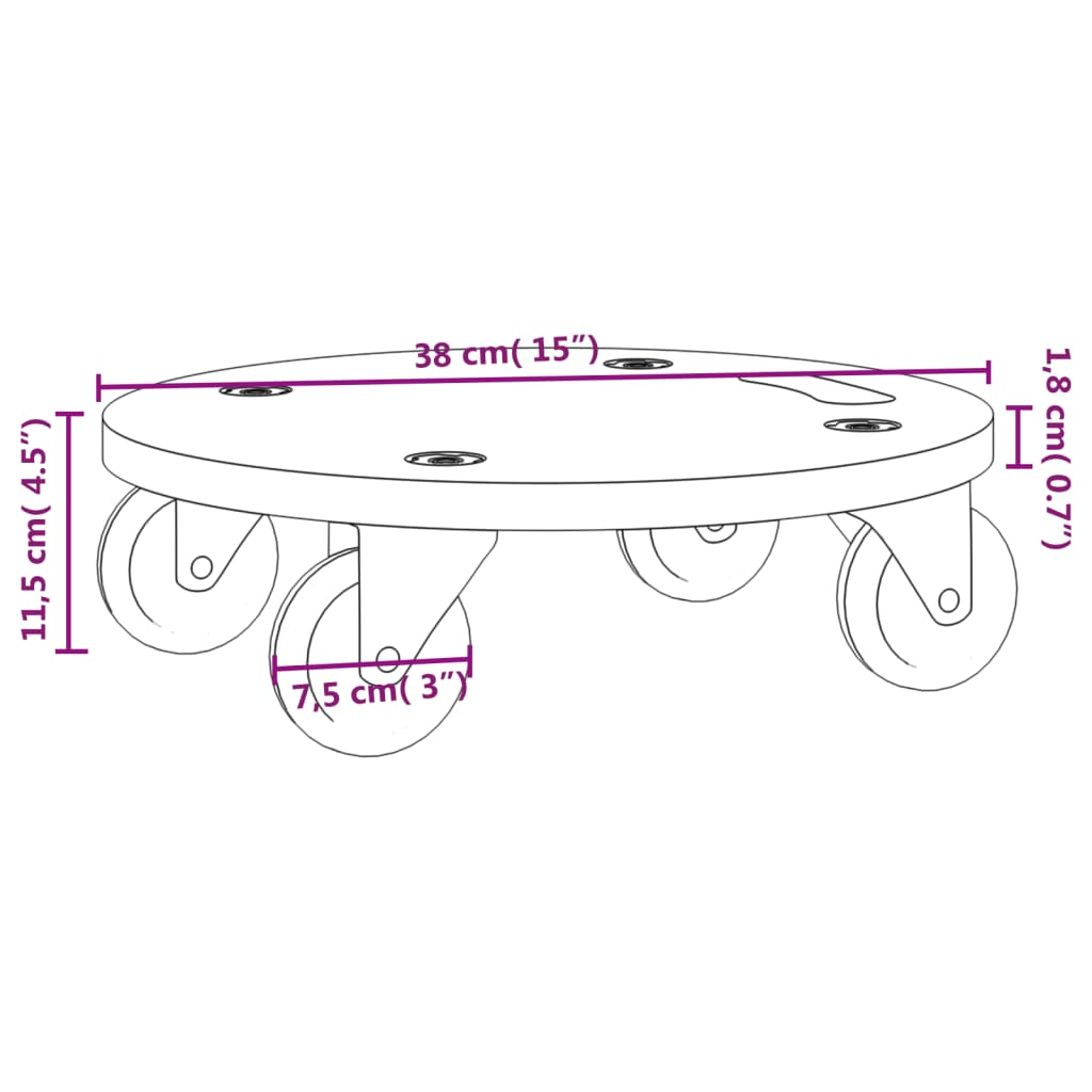 Pedane di Trasporto 2 pz Rotonde Ø38x11,5 cm 250 kg | homemem39
