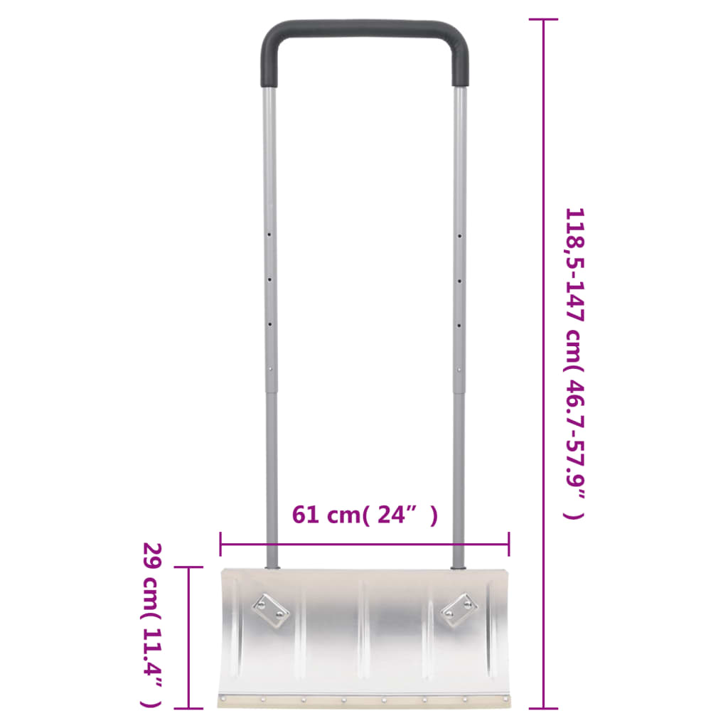 Pala da Neve con Manico Allungabile Argento 61 cm Lama Acciaio - homemem39