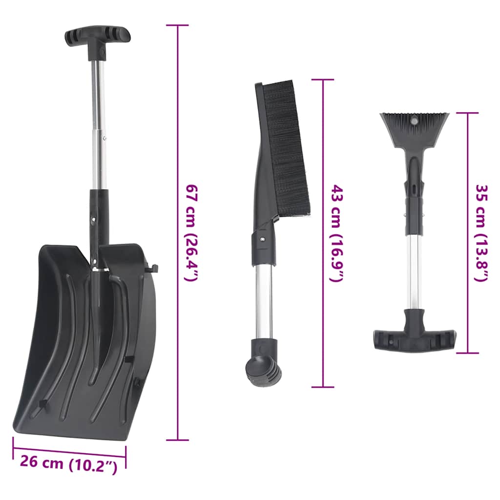 Kit Pala da Neve 3 in 1 Nero in Alluminio - homemem39