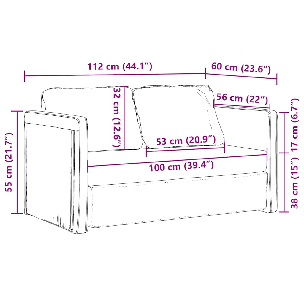 Divano Letto da Terra 2 in 1 Nero 112x174x55 cm Tessuto | homemem39