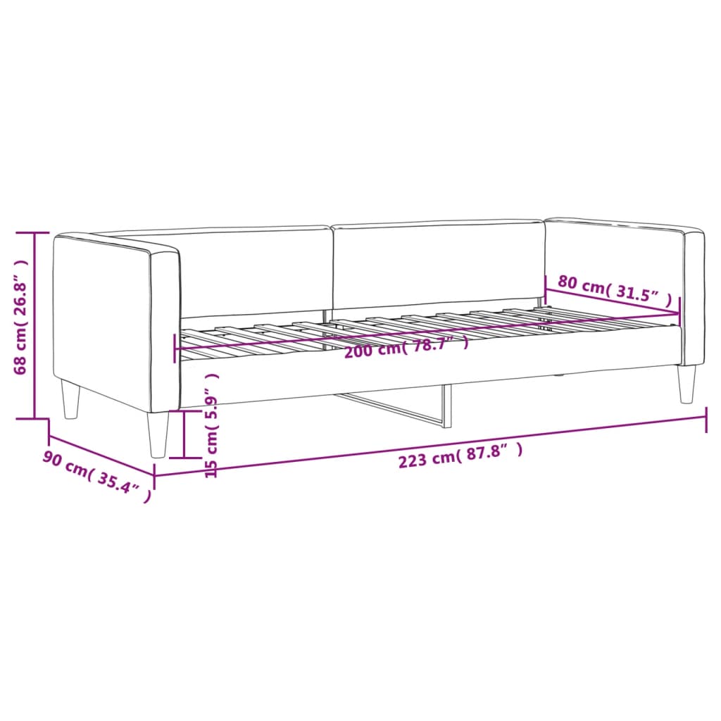 Letto da Giorno Nero 80x200 cm in Tessuto | homemem39