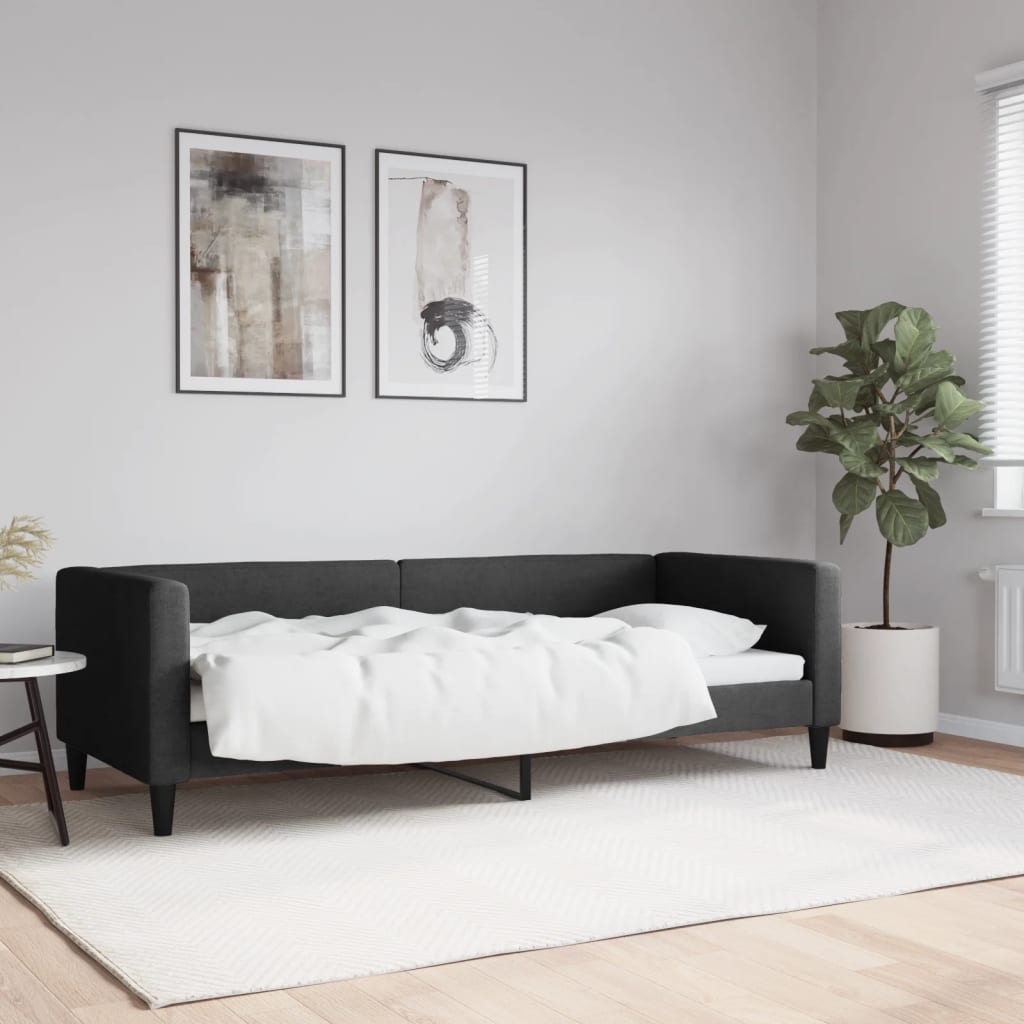 Letto da Giorno Nero 80x200 cm in Tessuto