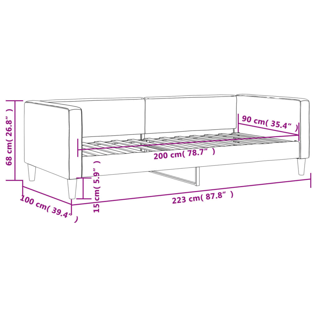 Letto da Giorno Grigio Chiaro 90x200 cm in Tessuto | homemem39