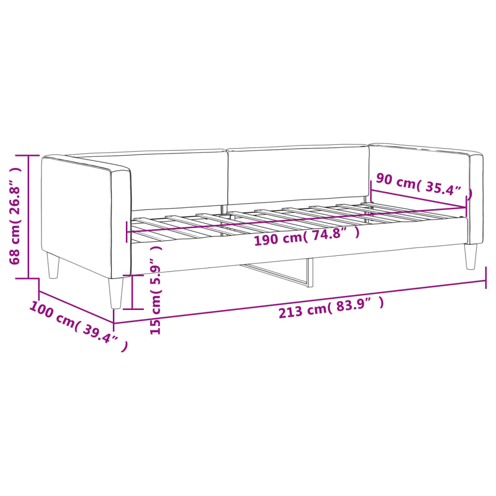 Letto da Giorno Grigio Chiaro 90x190 cm in Tessuto | homemem39